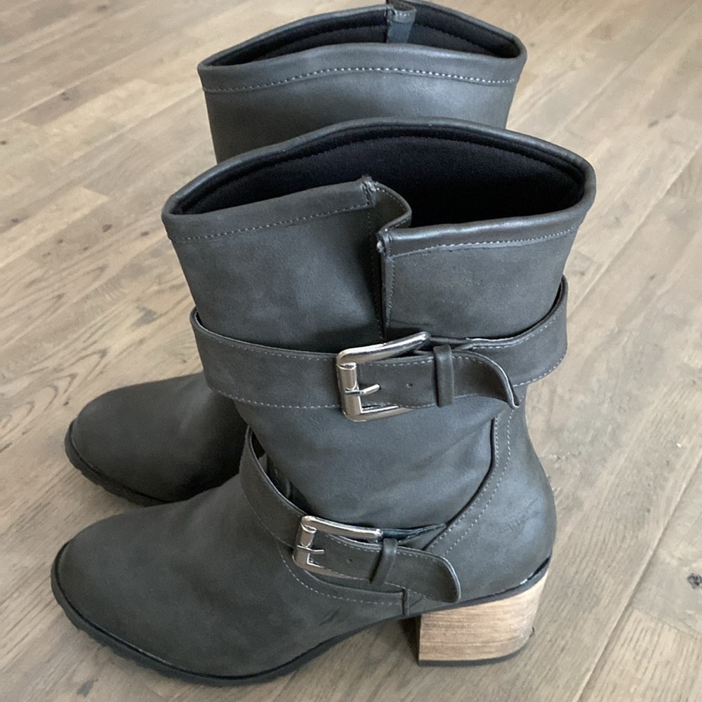 Diba Gray Industrial-Style Boots